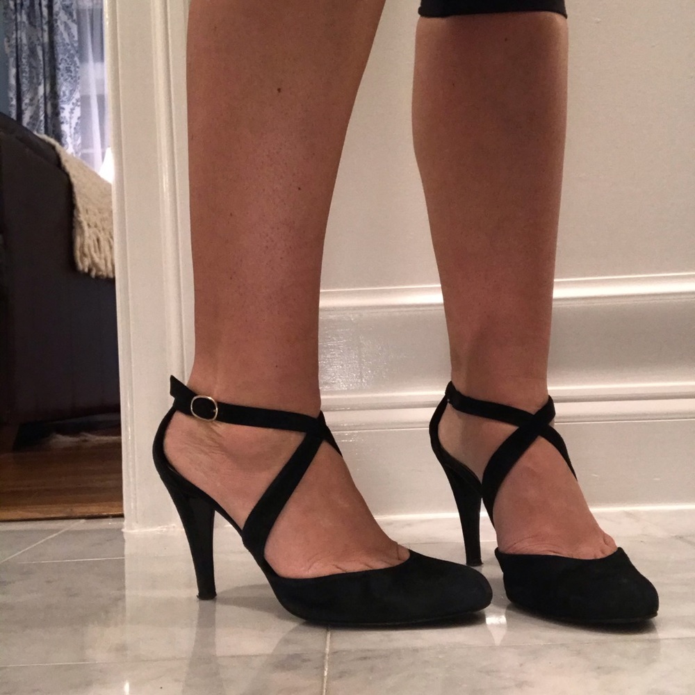 J. Crew - Black Suede Strappy Pump - 8.5